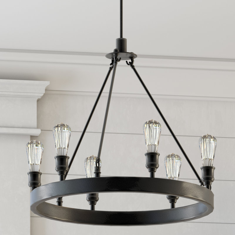 Laurel Foundry Modern Farmhouse Mara 6Light Wagon Wheel Chandelier